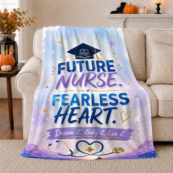 Future Nurse Graduation Cap Stethoscope, Dramatic Celestial Scene, Warm Flannel Blanket for Office and Dorm, Celestial Art Lovers Graduation Gift, Celestial Home Decor