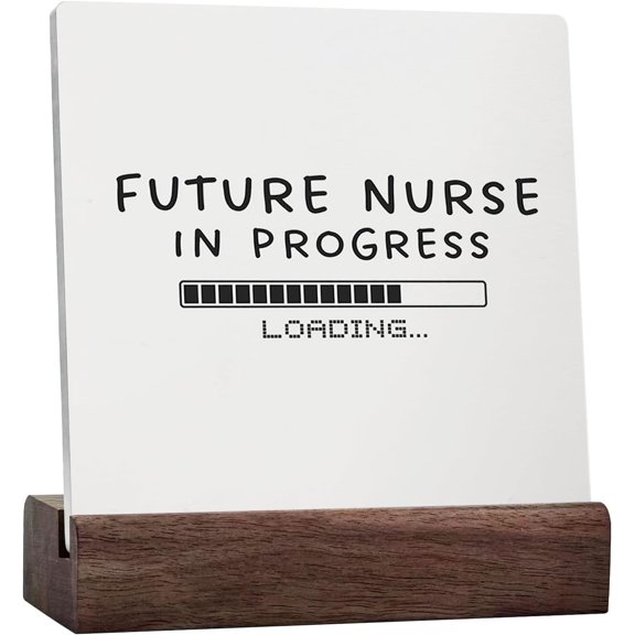 Future Nurse In Progress Ceramic Table Sign Decor,Nursing School Student Gifts,Nurse Graduation Gifts,Rustic Ceramic Desksign For Nursing School Classroom Wall Desk Shelf Decorations