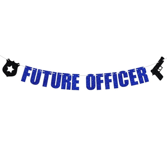 Future Officer Banner, Congrats Officer, Officer Graduation Decorations Supply, Class of 2024 Police Academy Graduation Party Supplies, Blue Glitter
