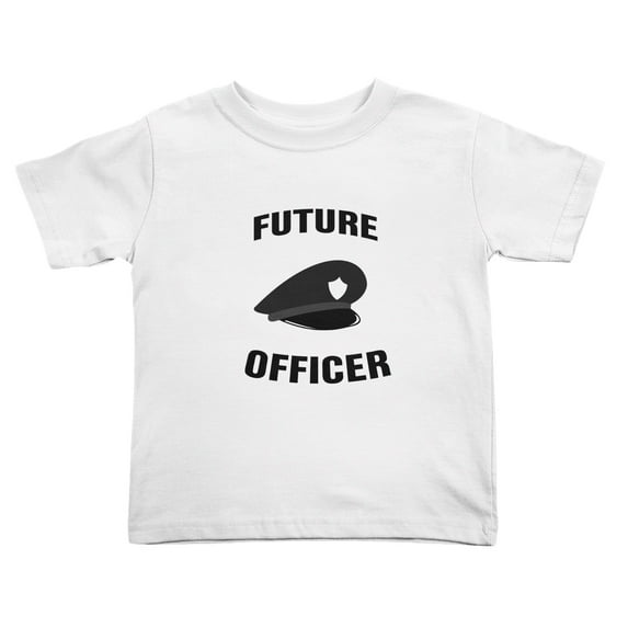 Future Officer Funny Toddler T-Shirts for Boys Girls (White, 4T)