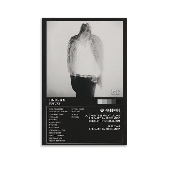 Future Poster Hndrxx Black Album Cover Canvas Poster Print Music Posters for Room Aesthetic Gift