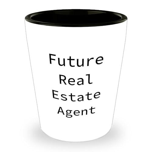 Future Real Estate Agent Quotes Shot Glass, Gifts from Family to Future Real Estate Agent, Funny Real Estate Agent Birthday Unique Gift, Real Estate Agent Shot Glass, White Ceramic, 1.5oz