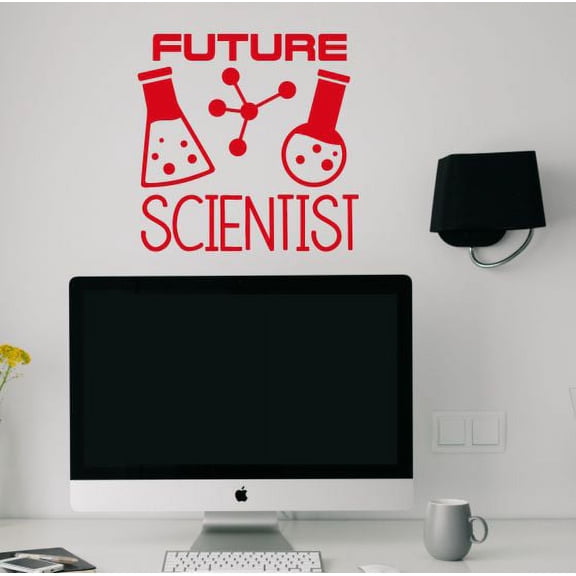 Future Scientist Kids School Wall Art Decor Sticker Bedroom Decal Wall Words 12x12-Inch Cherry Red