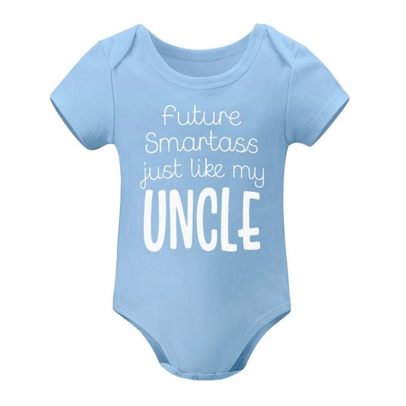 Future Smartass Like My Uncle - Baby Clothes - Funny Newborn Bodysuit Outfits for Boys And Girls Sky Blue-style 12months