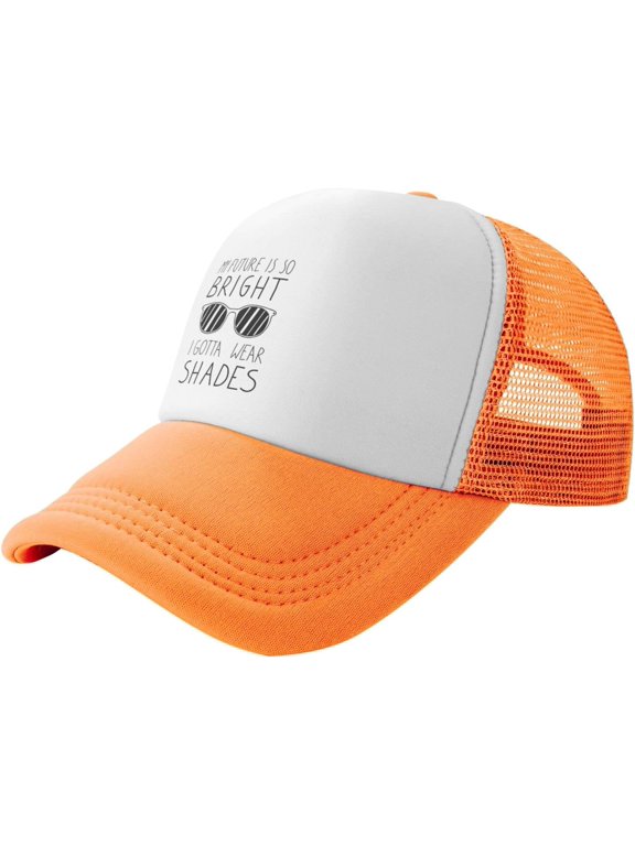 Future So Bright I Need Sunglasses Slogan Unisex Adult Adjustable Mesh Hats Baseball Hat Trucker Cap for Men Women Orange
