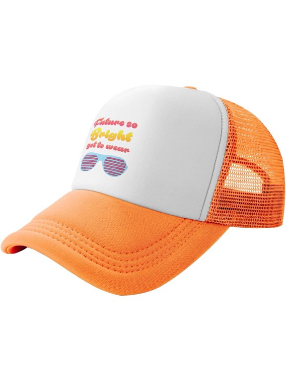 Future So Bright I Need Sunglasses Slogan Unisex Adult Adjustable Mesh Hats Baseball Hat Trucker Cap for Men Women Orange