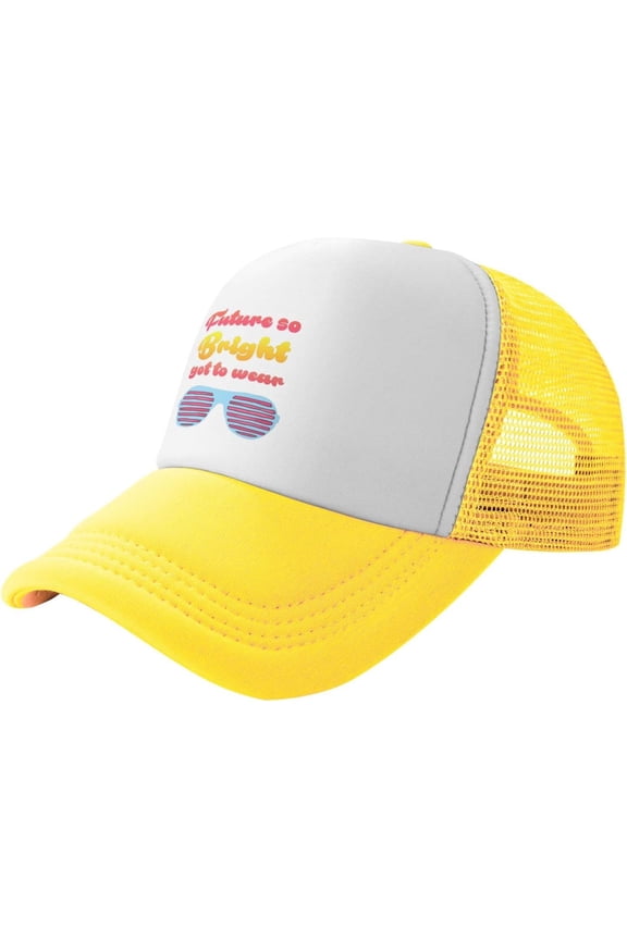 Future So Bright I Need Sunglasses Slogan Unisex Adult Adjustable Mesh Hats Baseball Hat Trucker Cap for Men Women Yellow