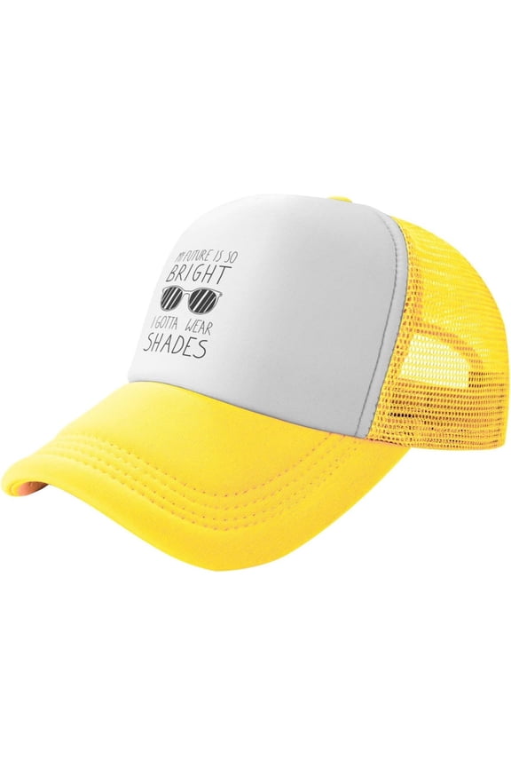 Future So Bright I Need Sunglasses Slogan Unisex Adult Adjustable Mesh Hats Baseball Hat Trucker Cap for Men Women Yellow