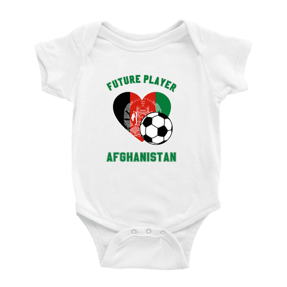 Future Soccer Player Afghanistan Soccer Fan Baby Rompers Bodysuit (White, 18-24 Months)
