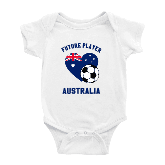 Future Soccer Player Australia Soccer Fan Baby Rompers Baby Clothes (White, 3-6 Months)