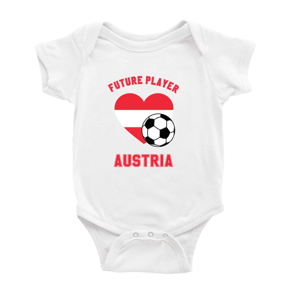 Future Soccer Player Austria Soccer Fan Baby Romper (White, 3-6 Months)