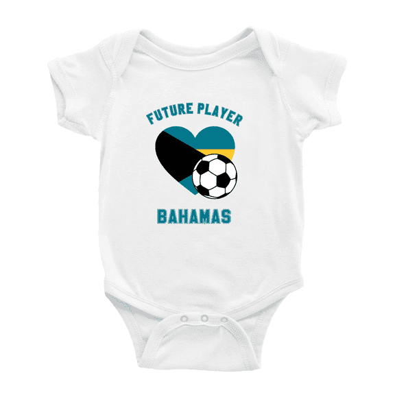 Future Soccer Player Bahamas Soccer Fan Baby Rompers (White, 12-18 Months)