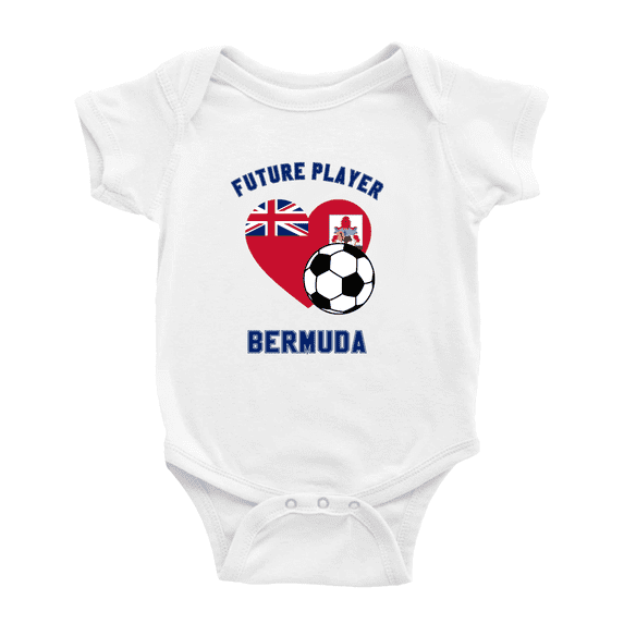 Future Soccer Player Bermuda Soccer Fan Cute Baby Jumpsuits Newborn Clothes (White, 3-6 Months)