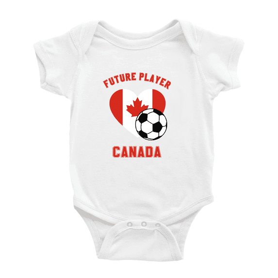 Future Soccer Player Canada Soccer Fan Baby Rompers Bodysuit (White, 12-18 Months)