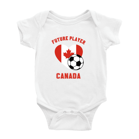 Future Soccer Player Canada Soccer Fan Baby Rompers Bodysuit (White, 3-6 Months)