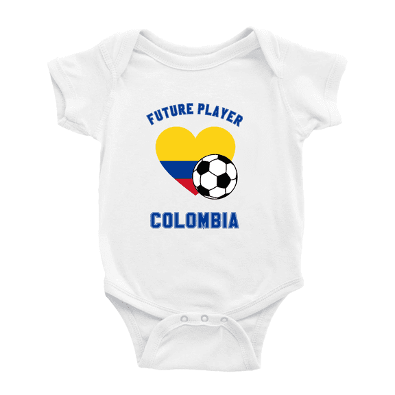 Future Soccer Player Colombia Soccer Fan Baby Rompers (White, 0-3 Months)