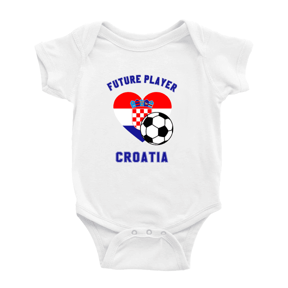Future Soccer Player Croatia Soccer Fan Cute Baby Rompers (White, 3-6 Months)