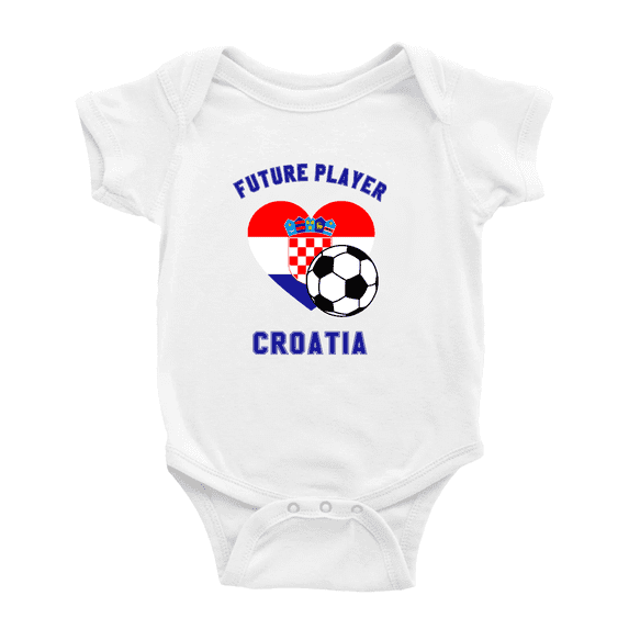 Future Soccer Player Croatia Soccer Fan Cute Baby Rompers (White, 6-12 Months)