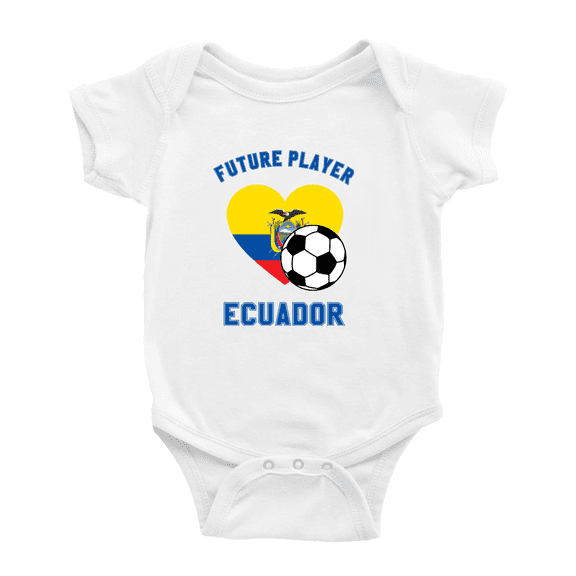 Future Soccer Player Ecuador Soccer Fan Baby Jumpsuits Newborn Clothes (White, 18-24 Months)