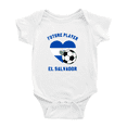 thumbnail image 1 of Future Soccer Player El Salvador Soccer Fan Baby Romper (White, 18-24 Months), 1 of 5