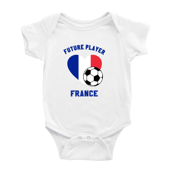 Future Soccer Player France Soccer Fan Baby Rompers Newborn Clothes Outfits (White, 6-12 Months)