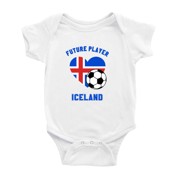 Future Soccer Player Iceland Soccer Fan Cute Baby Rompers Bodysuit (White, 18-24 Months)