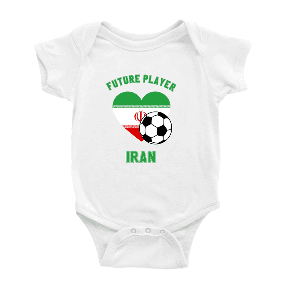 Future Soccer Player Iran Soccer Fan Cute Baby Rompers Baby Clothes (White, 12-18 Months)