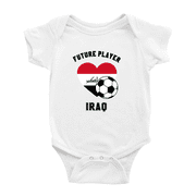Future Soccer Player Iraq Soccer Fan Cute Baby Romper White, 3-6 Months