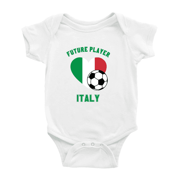Future Soccer Player Italy Soccer Fan Cute Baby Bodysuit Jumpsuits (White, 0-3 Months)