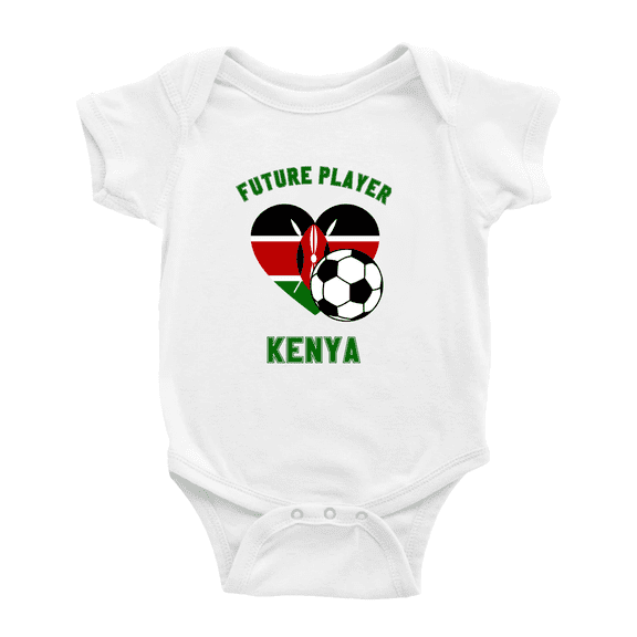 Future Soccer Player Kenya Soccer Fan Cute Baby Romper (White, 0-3 Months)