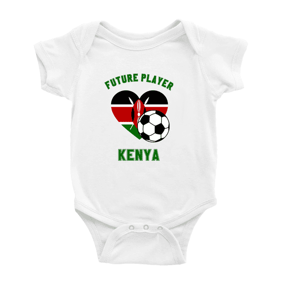 Future Soccer Player Kenya Soccer Fan Cute Baby Romper (White, 0-3 Months)