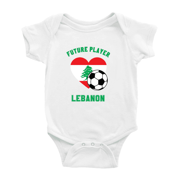 Future Soccer Player Lebanon Soccer Fan Cute Baby Clothes Unisex (White, 18-24 Months)