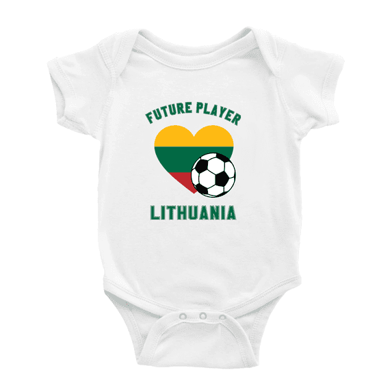 Future Soccer Player Lithuania Soccer Fan Cute Baby Rompers (White, 12-18 Months)