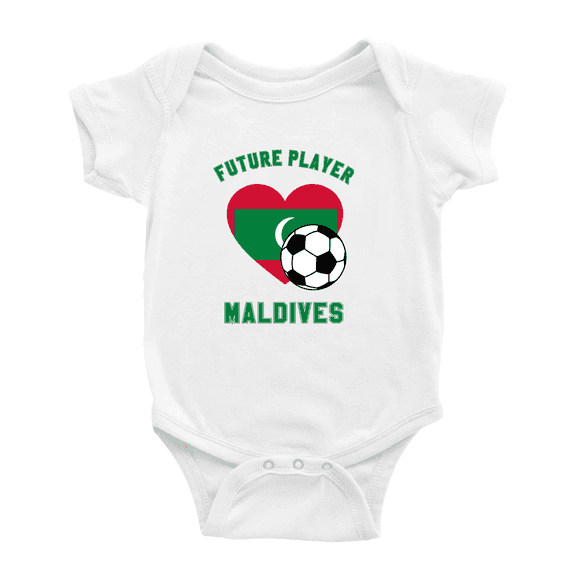 Future Soccer Player Maldives Soccer Fan Cute Baby Rompers Baby Clothes (White, 6-12 Months)