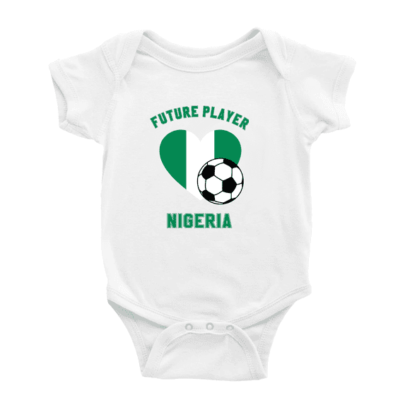 Future Soccer Player Nigeria Soccer Fan Cute Baby Romper (White, 6-12 Months)