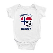 Future Soccer Player Norway Soccer Fan Cute Baby Rompers Newborn Clothes Outfits White, 18-24 Months