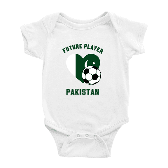 Future Soccer Player Pakistan Soccer Fan Cute Baby Romper (White, 3-6 Months)