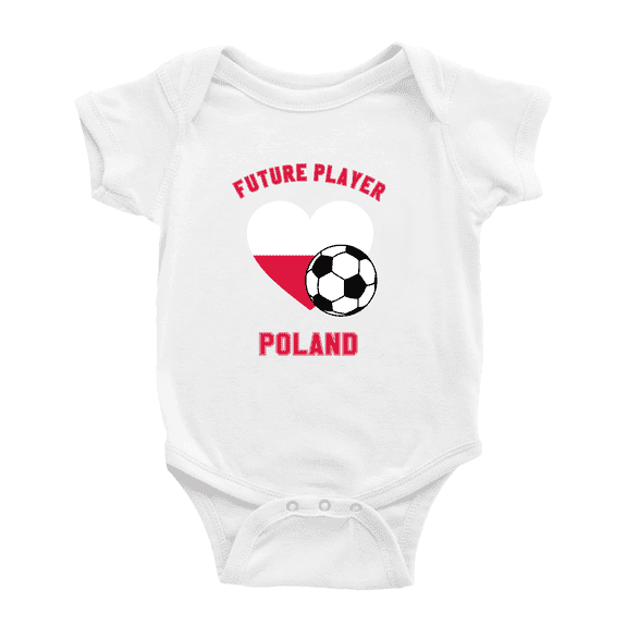 Future Soccer Player Poland Soccer Fan Cute Baby Rompers Baby Clothes (White, 3-6 Months)