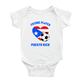 thumbnail image 1 of Future Soccer Player Puerto Rico Soccer Fan Baby Rompers (White, 3-6 Months), 1 of 5