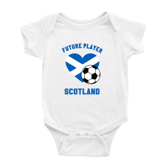 Future Soccer Player Scotland Soccer Fan Cute Baby Bodysuit Romper (White, 0-3 Months)