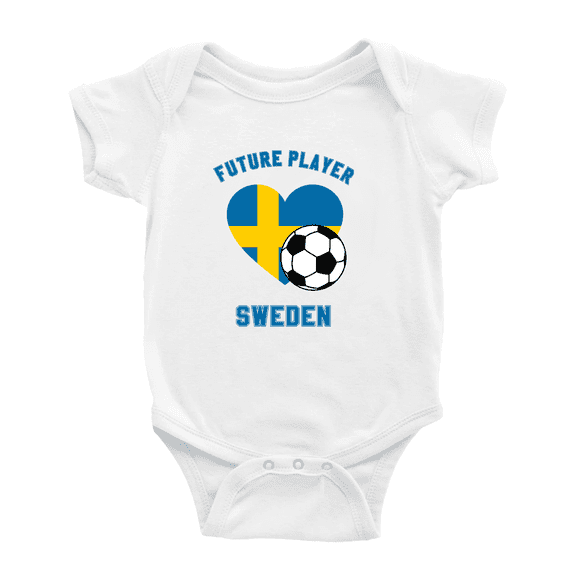 Future Soccer Player Sweden Soccer Fan Baby Rompers Baby Clothes (White, 3-6 Months)