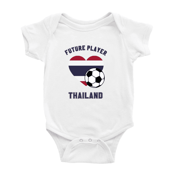 Future Soccer Player Thailand Soccer Fan Cute Baby Jumpsuits Newborn Clothes (White, 3-6 Months)