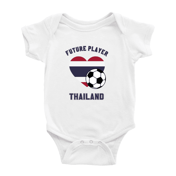 Future Soccer Player Thailand Soccer Fan Cute Baby Jumpsuits Newborn Clothes (White, 6-12 Months)