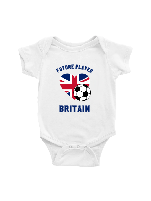 Future Soccer Player United Kingdom Soccer Fan Cute Baby Clothes (White, 3-6 Months)