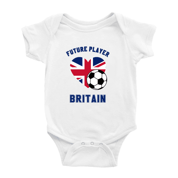 Future Soccer Player United Kingdom Soccer Fan Cute Baby Clothes (White, 6-12 Months)