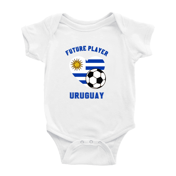 Future Soccer Player Uruguay Soccer Fan Cute Baby Rompers Bodysuit (White, 3-6 Months)