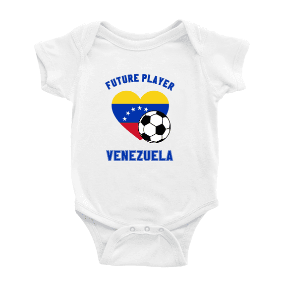 Future Soccer Player Venezuela Soccer Fan Cute Baby Rompers Newborn Clothes Outfits (White, 12-18 Months)