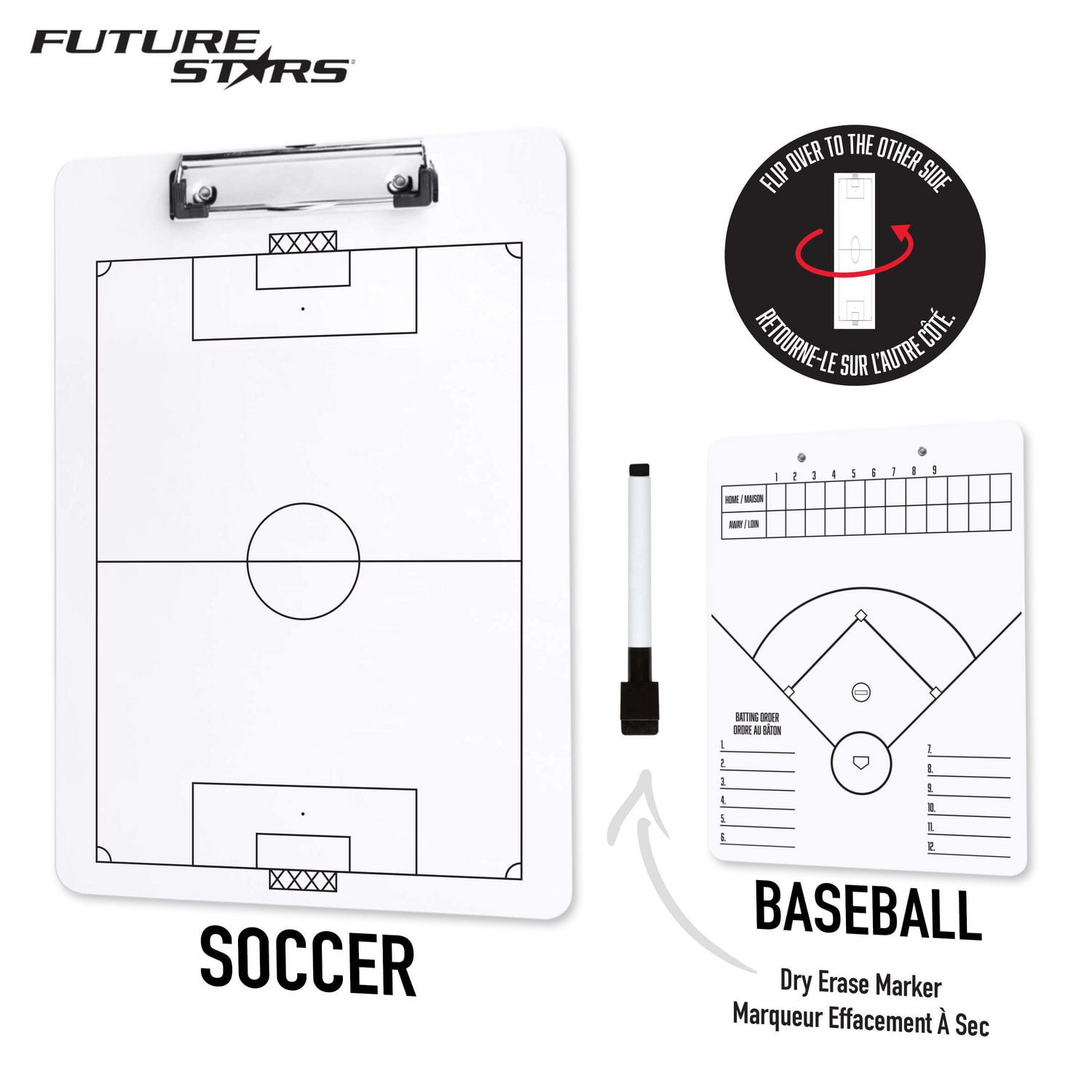 Future Stars 2 in 1 Sport Dry-Erase/Clipboard - Soccer & Baseball