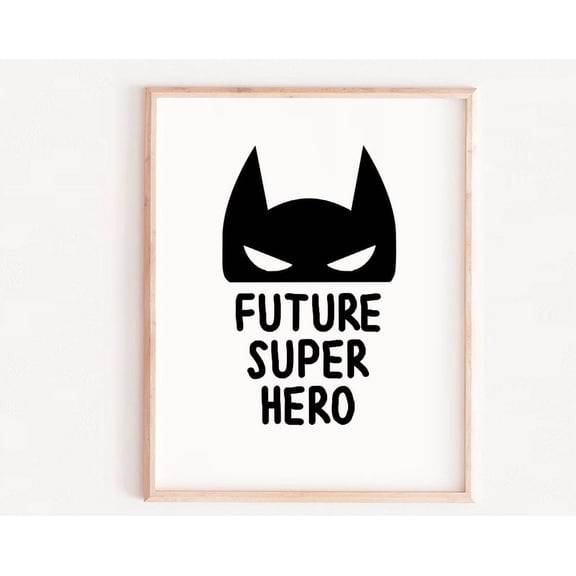 Future Super Hero, Boys Wall Art, Black And White Print, Super Hero, Kids Wall Decor, Superhero UNFRAMED PAPER POSTER