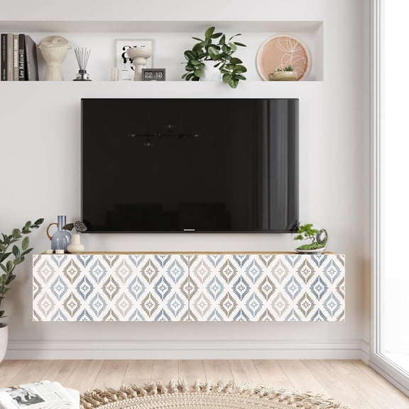 Future TV Unit Floating Entertainment Center Console with Storage UV Print